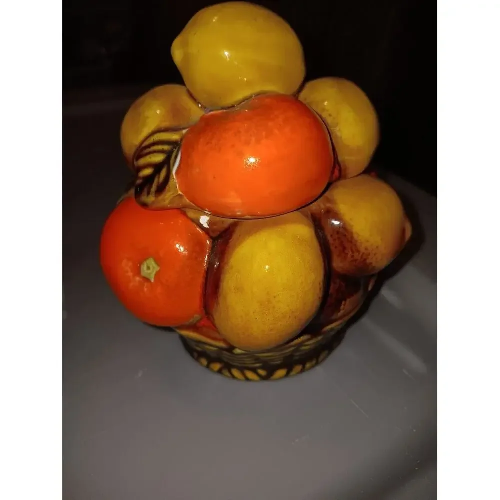 Vintage Inarco Japan E3355 Orange Spice Fruit Basket Canister Pristin Small